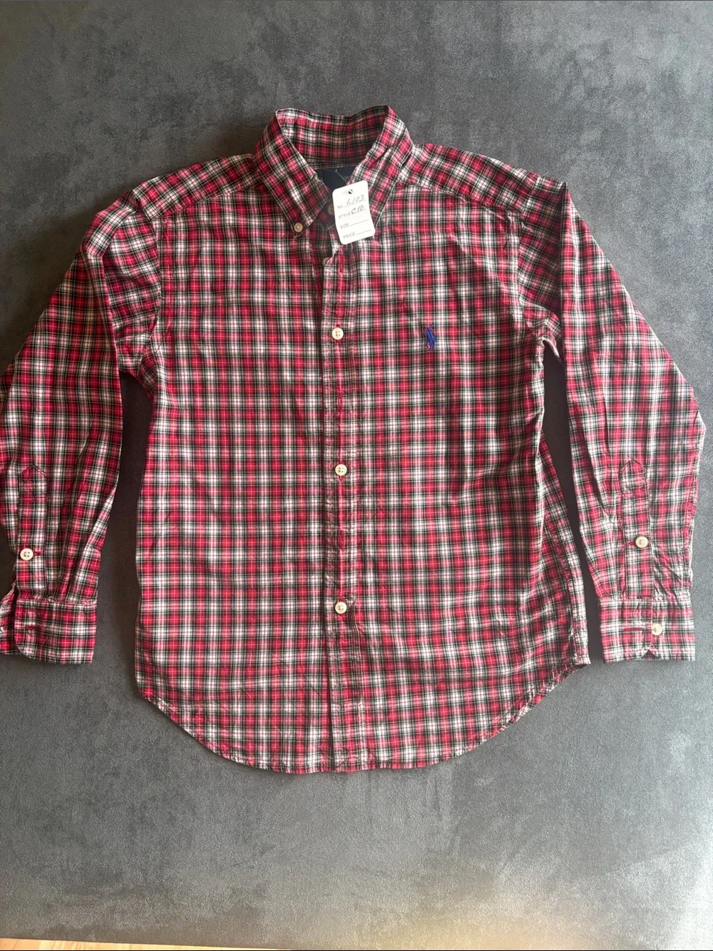 Ralph Lauren Red and Black Plaid Button-Down Shirt Sz S